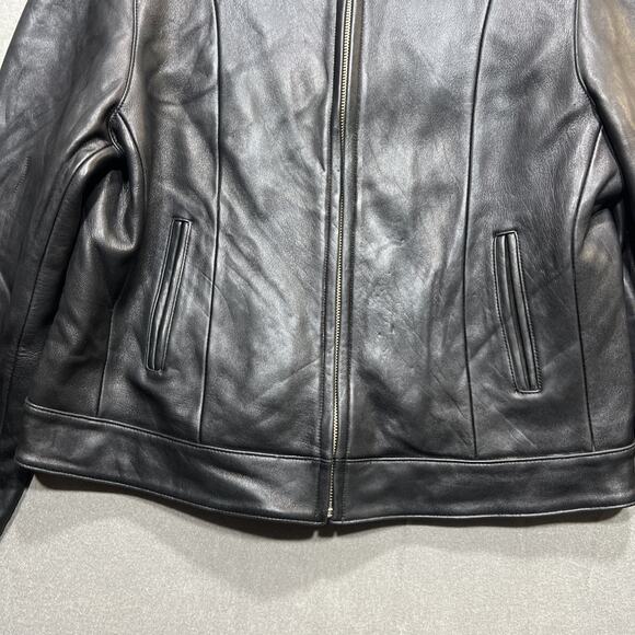Vintage Y2K Zara Motorcycle Leather Jacket Black Womens Size 2XL Fits Smaller!! - Picture 5 of 15
